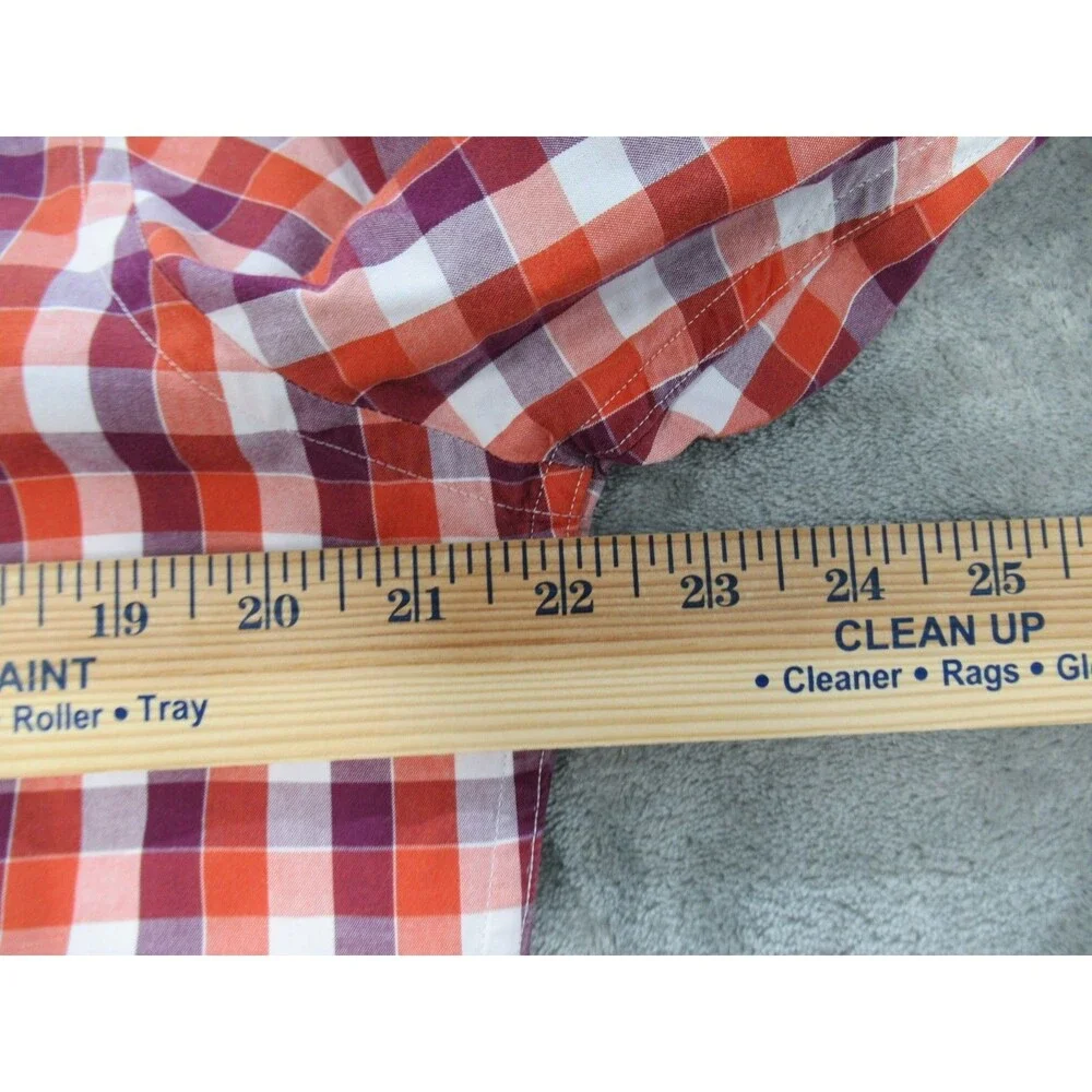 Banana Republic Shirt Mens Medium Long Sleeve Plaid Red Purple Buttoned Down
